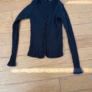 Brandy Melville black Ribbed Knit Top made in Italy